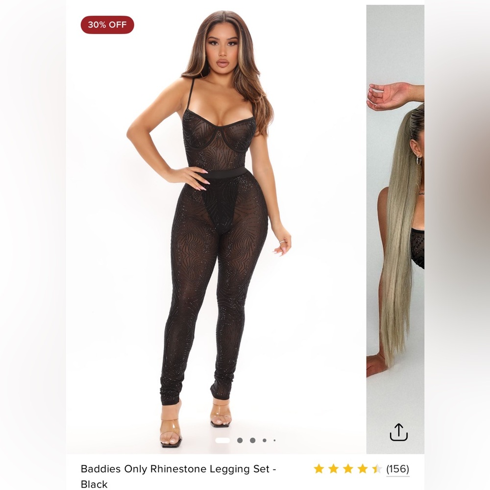 Fashion Nova Black Rhinestone Jumpsuit